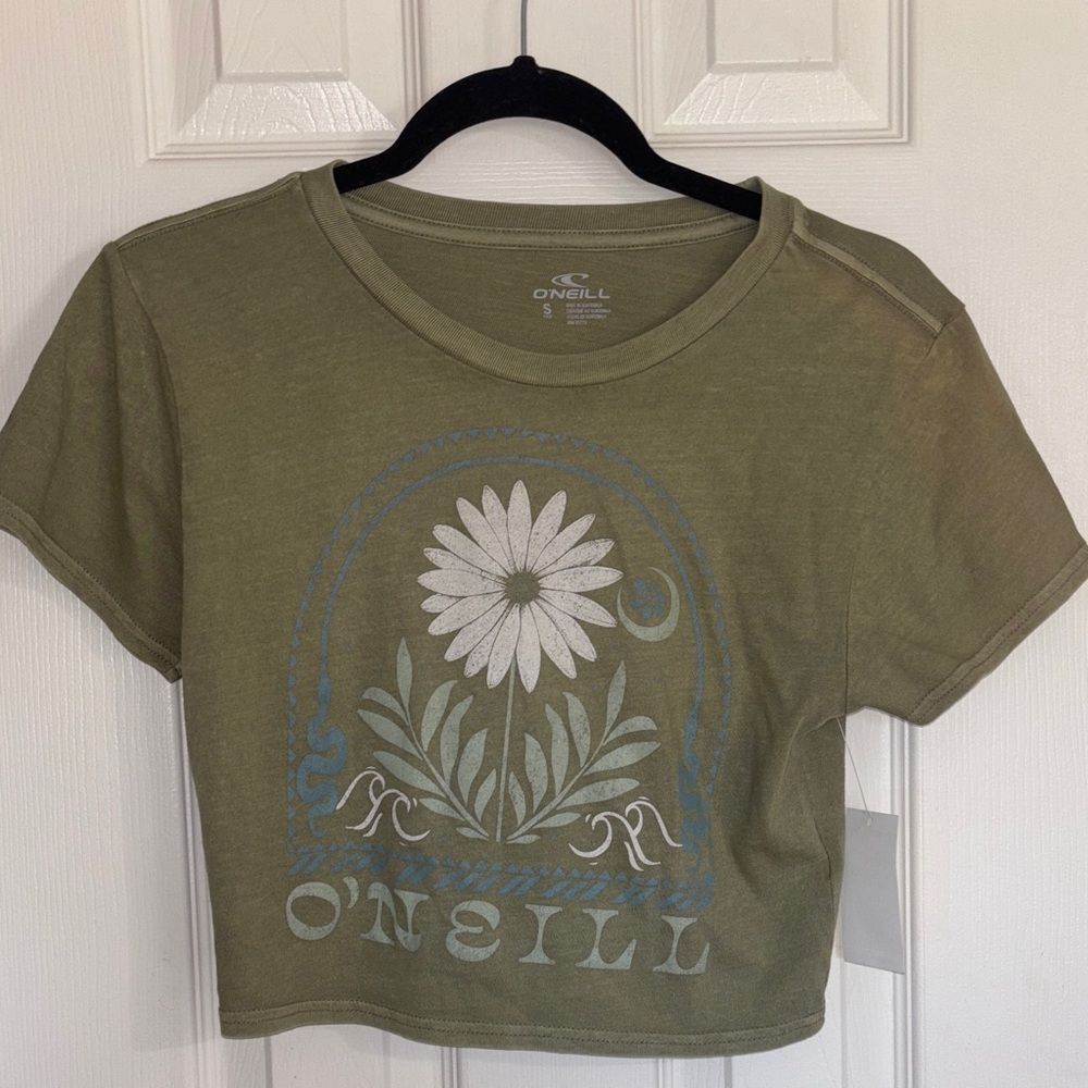 NWT O'Neill Sage Green Floral Crop Top